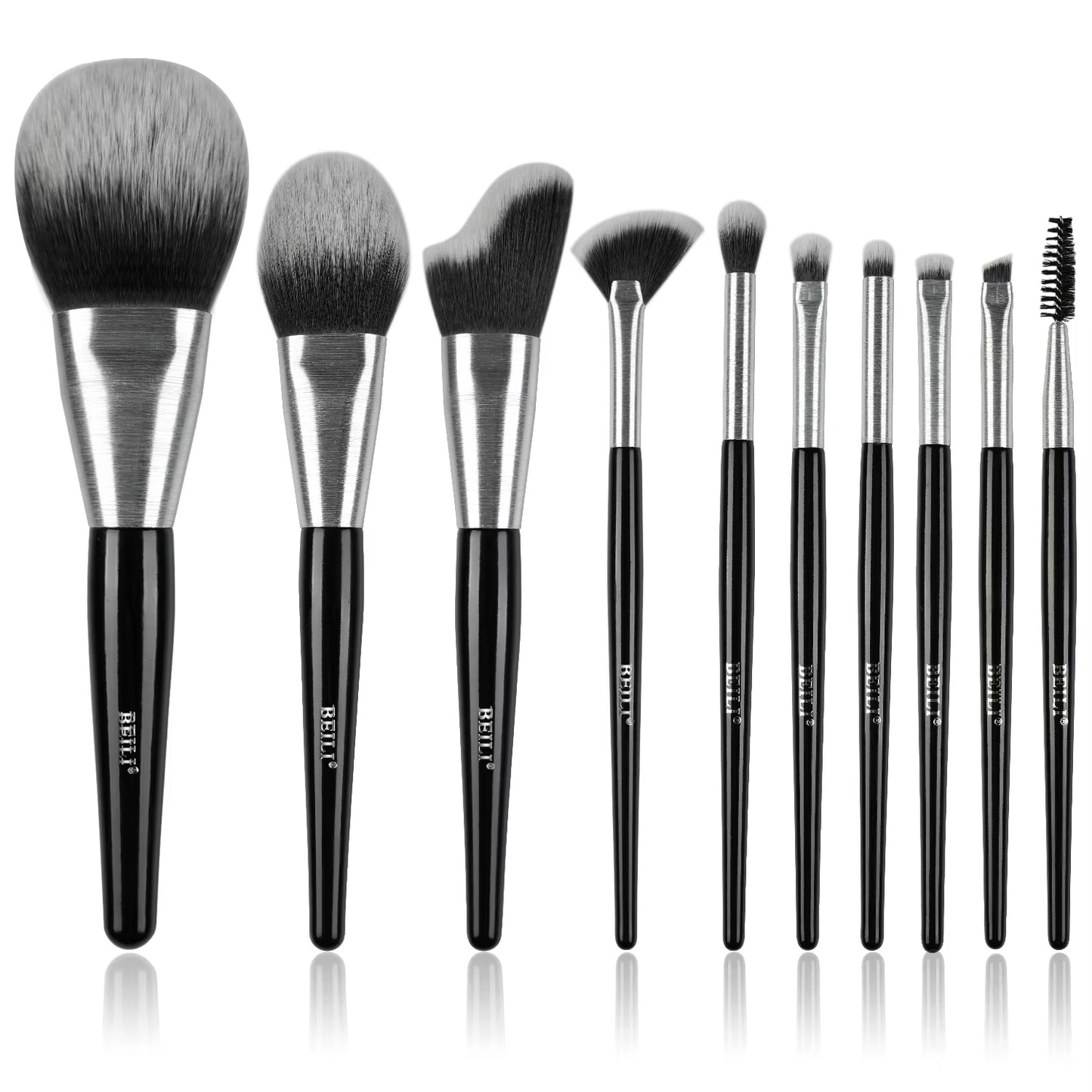 High-quality Makeup Brushes With Wooden Handles, Premium Natural 10pcs Makeup Brushes.